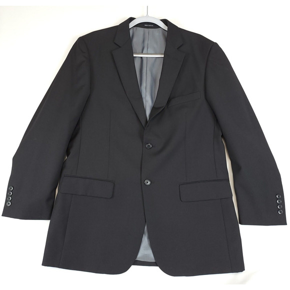 Wilke Rodriguez Two Button Suit Blazer Jacket Wool Blend Men 42R Solid Black - Picture 1 of 14